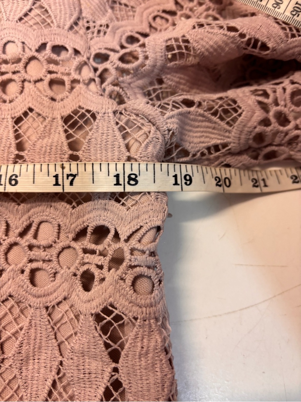 Orange Creek Mauve Lace Short Sleeve Layered Shift Midi Dress, size L - Picture 14 of 15
